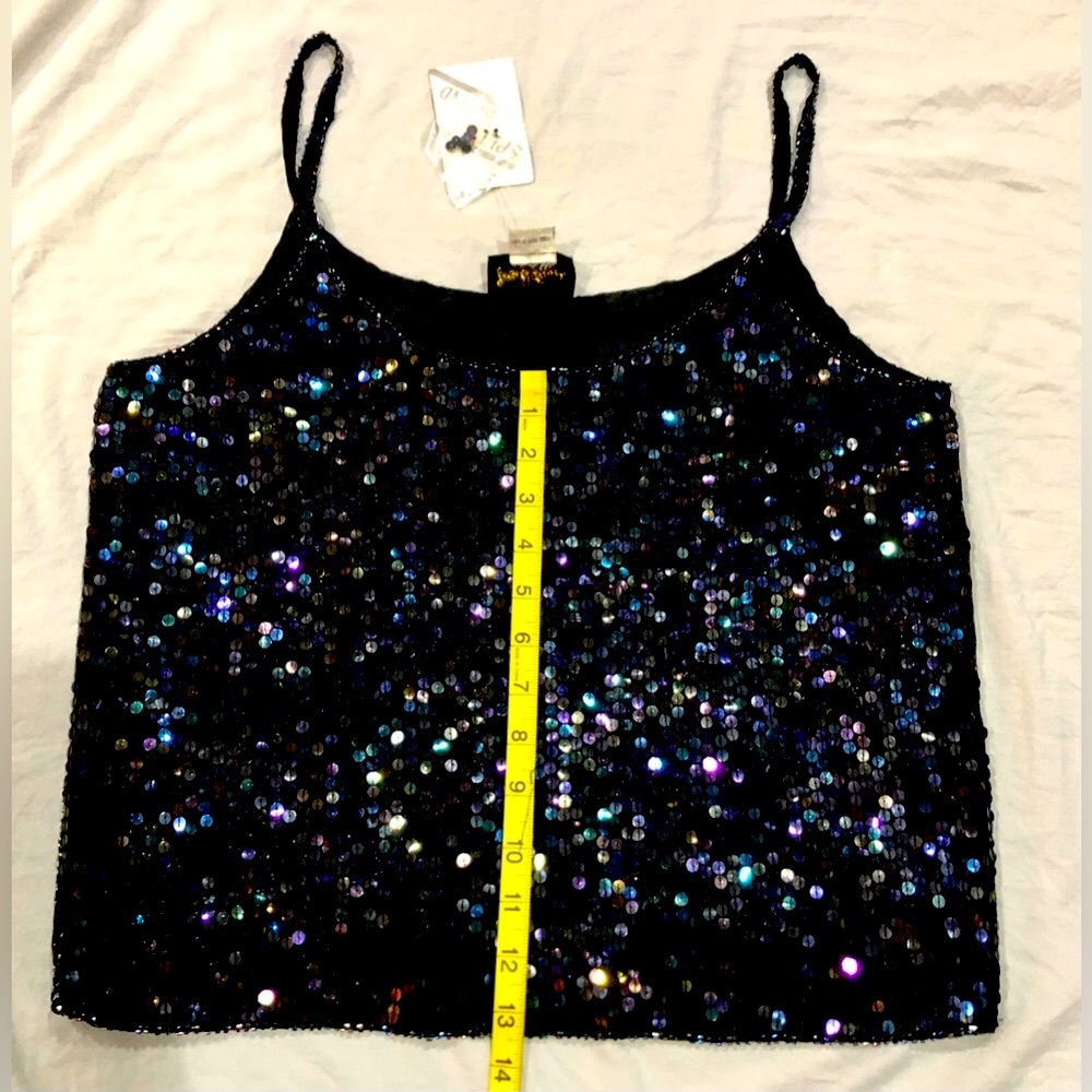 SPELL BOUND all over sequin black silk cami size M  NWT - Picture 7 of 8